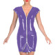 Short Sleeve Sheath Mini Dress Front Zipper Slim Fit Dress Wetlook PVC Leather Vestidos Elegants Streetwear Party Women Clothing