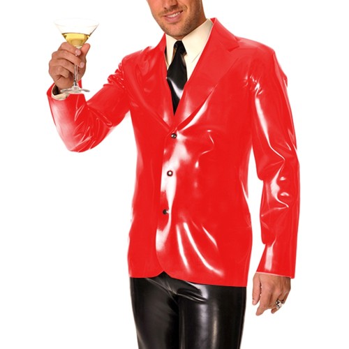 Men's Long Sleeve Vinyl PVC Leather Lapel Collar Coat Night Party Club Outfits Latex Look Business Jacket for Casual Wear 7XL