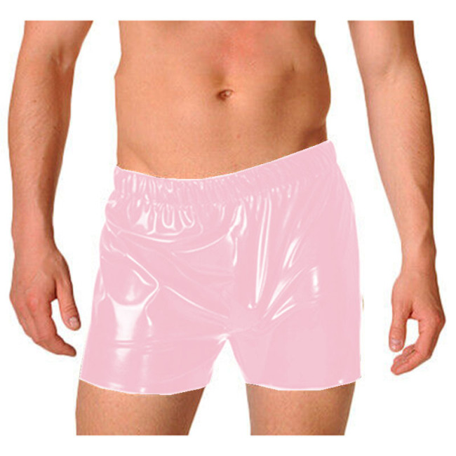 Wetlook PVC Leather Novelty Elastic Waist Shorts Men Boxer Shorts Sexy Lingerie Short Pants Fetish Party Clubwear Costumes S-7XL