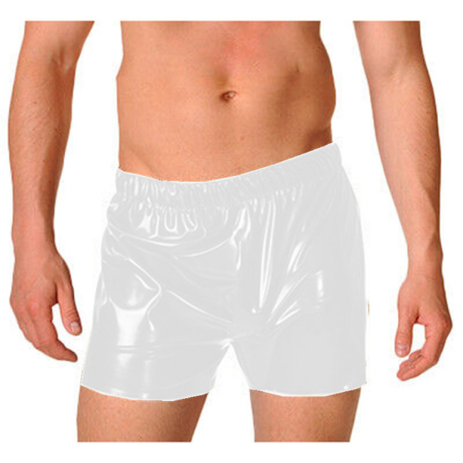 Wetlook PVC Leather Novelty Elastic Waist Shorts Men Boxer Shorts Sexy Lingerie Short Pants Fetish Party Clubwear Costumes S-7XL