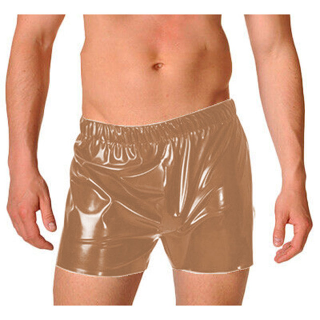 Wetlook PVC Leather Novelty Elastic Waist Shorts Men Boxer Shorts Sexy Lingerie Short Pants Fetish Party Clubwear Costumes S-7XL