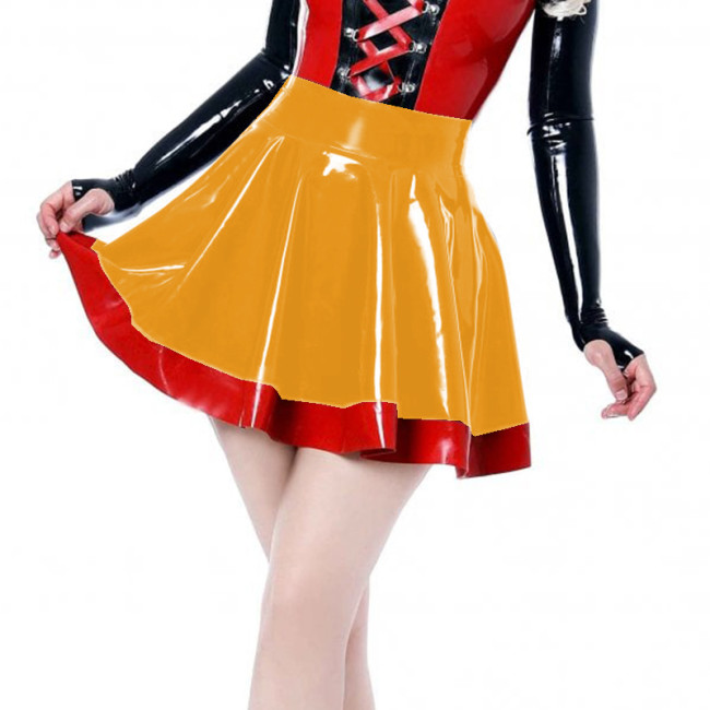 Patchwork High Waist Mini Pleated Skirts Sexy Club Outfits for Women Wetlook PVC Leather Fashion Party Clubwear Outfits Kawaii