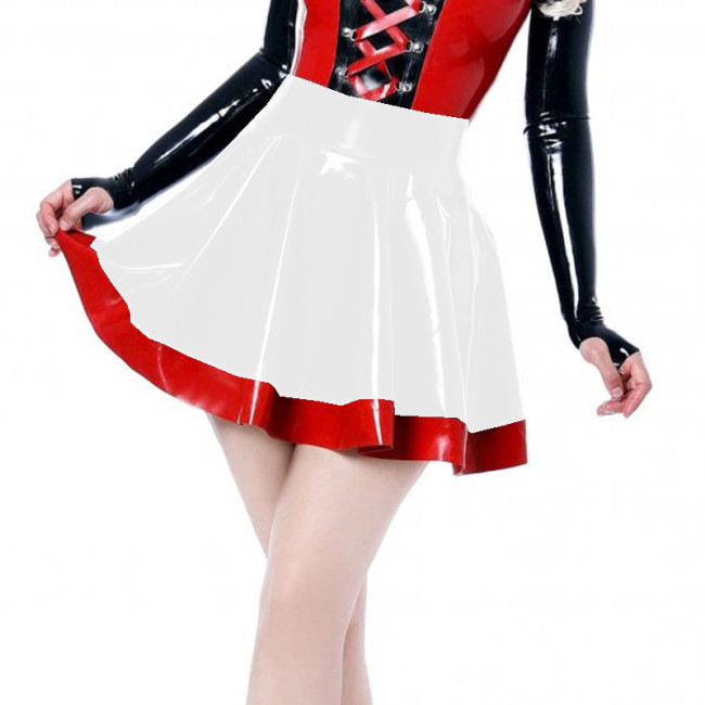 Patchwork High Waist Mini Pleated Skirts Sexy Club Outfits for Women Wetlook PVC Leather Fashion Party Clubwear Outfits Kawaii