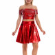 Womens Metallic Shiny One Shoulder Dress Sets Laser Rave Outfits Sexy Off Shoulder Crop Top with High Waist Mini Ruffle Skirt