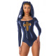 Exotic Nun Cosplay Scoop Neck Glossy Long Sleeve PVC Leather Bodysuit with Headgear Wetlook Sissy Fancy Nun Uniforms Halloween