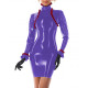 Turtleneck Women Fake Two Pieces Slim PVC Shiny Dress Wetlook Long Sleeve Ruffles Patchwork Sexy Bodycon Dress Fetish Clubwear