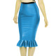 Elegant High Waist Mermaid Midi Skirts Fashion Knee-Length Women Shiny PVC Leather Elastic Bandage Skirt Sissy Sexy Party Skirts
