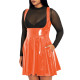 Plus Size Womens Bodycon Sexy Underbust Pleated Dress Wet PVC Leather Sleeveless High Waist A-line Mini Dress Female Clubwear