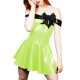 Shiny PVC Leather Sweet Bow Evening Mini Dress Sexy Off The Shoulder A-Line Party Prom Gowns Ladies Wet Look Club Short Dress