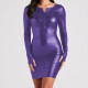 Elegant Sexy Soft Faux Leather Bodycon Pencil Dress Womens Long Sleeve High Street Mini Dress Female PU Sheath Bag Hip Dress 7XL