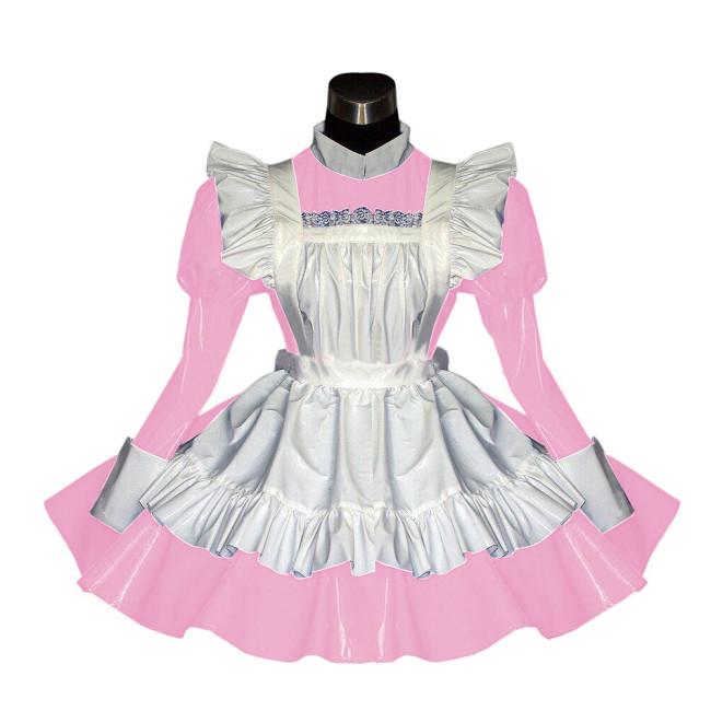 Sexy Maid Sissy Dress Long Puff Sleeve Lockable Love Live Cosplay Gothic Lolita Dress PVC Punk Dress Plus Size 7XL Crossdressing