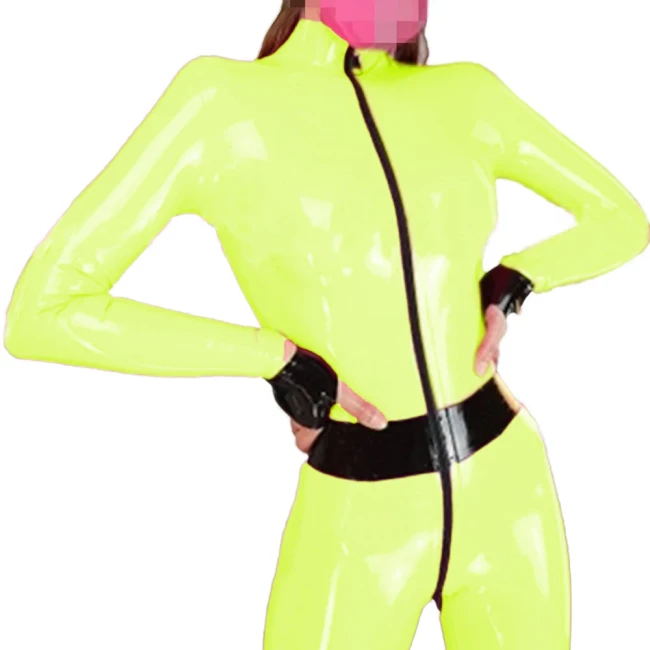 Sexy Erotic Open Crotch Glossy PVC Leather Catsuit Faux Latex Bodycon Crotchless Jumpsuit Zentai Bodysuit Party Clubwear S-7XL
