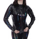 Laser Wet Look PVC Long Sleeve Jackets Glossy Patent Leather Zipper Stand Collar Coats Womens Solid Color Punk Tops Clubwear 7XL