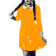 Fashion Vinyl PVC Leather Party Mini Dress Sweet Long Sleeve Ladies Vestidos Shiny Peter Pan Collar A-line Women Patchwork Dress