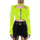 Fetish Punk Long Sleeve Vinyl PVC Leather Crop Top Fashion Women Buckle Hollow Short Club Tops Wetlook Party Sexy Slim Jackets