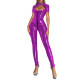 Women's Sexy Vinyl Long Sleeve PVC Leather Jumpsuit Exotic Lingerie Zipper Crotch Party Cosplay Bodysuit Sexy Catsuit Clubwear
