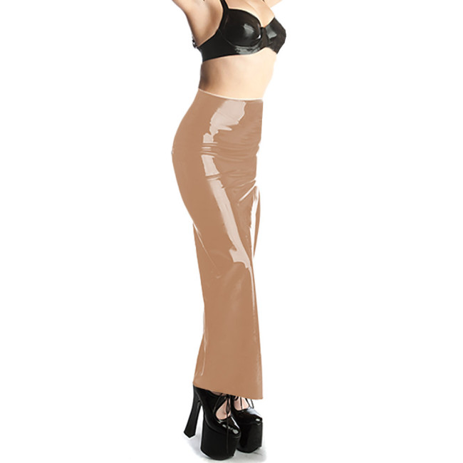 Wet PVC Leather Bodycon Hobble Skirts Sexy High Waist Tight Long Pencil Skirts Sissy Party Swing Skinny Mermaid Skirts Clubwear