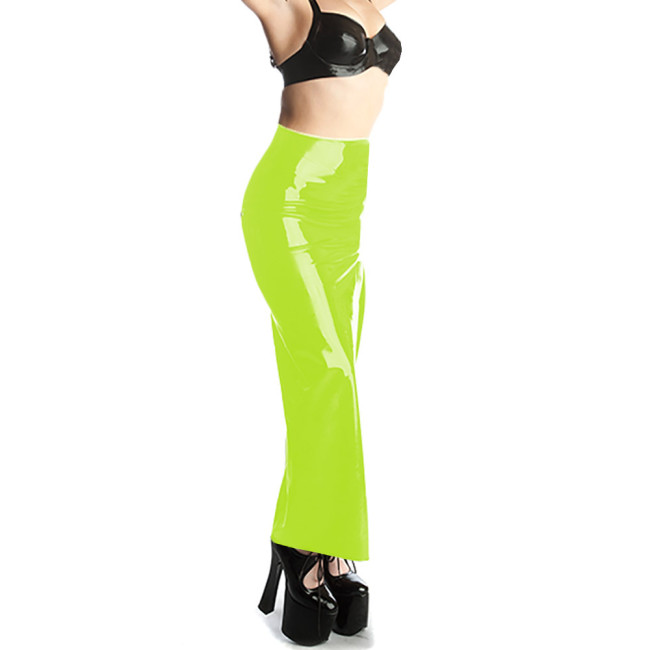 Wet PVC Leather Bodycon Hobble Skirts Sexy High Waist Tight Long Pencil Skirts Sissy Party Swing Skinny Mermaid Skirts Clubwear