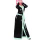 Women Wet PVC Leather Long Jacket Fashion Patchwork V-neck Trench Coat Raves Party Show Outerwear with Belt Exotic Sleepwear 7XL