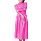 Ladies Long Sleeve Slim Party Long Dress Wetlook PVC Leather High Neck Flared Dress Womens Streetwear Cocktail Party Maxi Dress