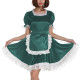 French Sexy Square Collar A-line Maid Dress with Apron Fetish Crossdresser Sissy Party Satin Short Sleeve Lace Maid Uniforms 7XL