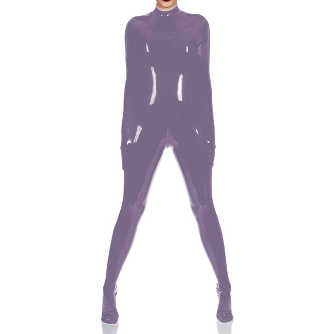 PVC Leather Female Harmless Catsuit Sexy Ladies Wet Latex Look Long Sleeve Women Jumpsuit With Back Zipper O-neck Rompers 7XL