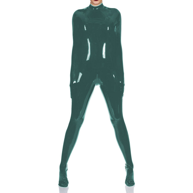 PVC Leather Female Harmless Catsuit Sexy Ladies Wet Latex Look Long Sleeve Women Jumpsuit With Back Zipper O-neck Rompers 7XL