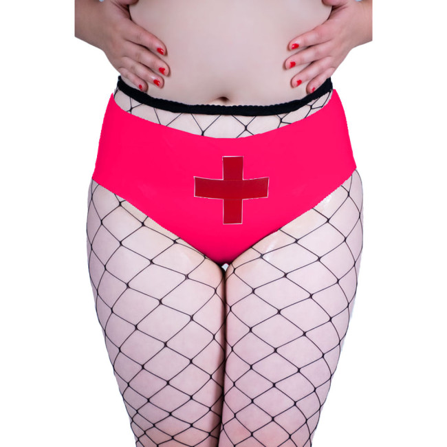 Sexy Party Cosplay Mid Waist Underpant Wet Look PVC Leather Briefs Sissy Nurse Doctor Role Play Lingerie Panties Feish Clubwear