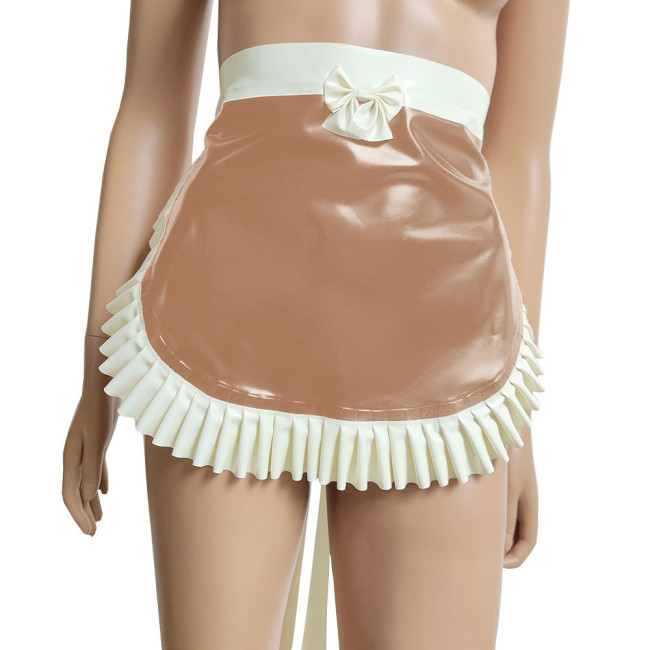 Shiny PVC Leather Lace-up Ruffle Apron Wetlook Waist Cooking Kitchen Cute Servant Server Costume Club Cosplay Maid Accessories