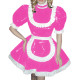 Sissy Turtleneck Puff Long Sleeve Ruffles Maid Uniforms Shiny PVC Leather A-line Pleated Maid Outfits Raves Party Maid Dresses