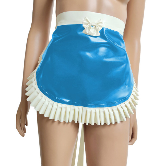 Shiny PVC Leather Lace-up Ruffle Apron Wetlook Waist Cooking Kitchen Cute Servant Server Costume Club Cosplay Maid Accessories