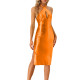 Sexy Backless Tie Up Short Slim Bodycon Midi Dress Shiny Metallic High Split Sundress Women Cross Halter Sheath Party Vestido