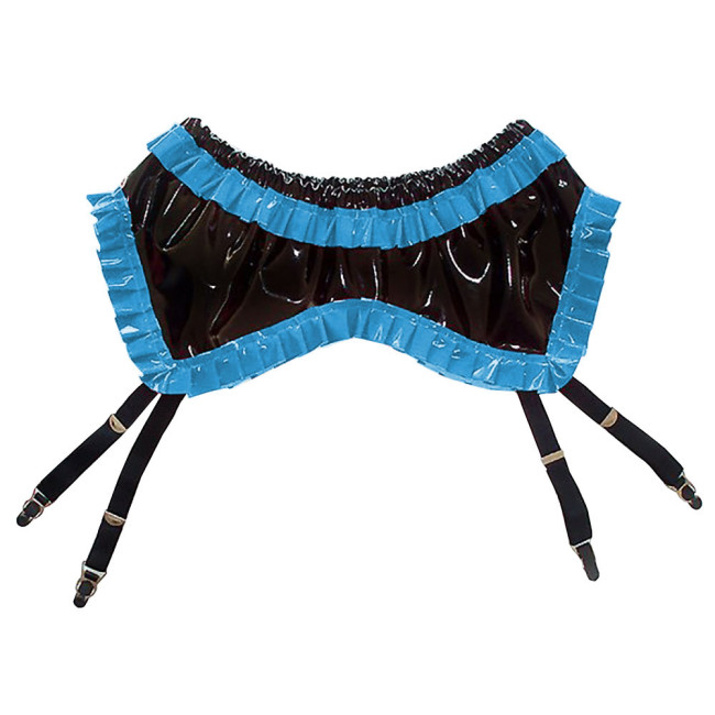 Sexy Party Club Women's Glossy PVC Leather Suspender Belts Skirt Female Elastic Wetlook Garters with Clips Exotic Buttocks Skirt