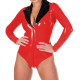 Elegant Black Lapel Long Sleeve PVC Bodysuit Sexy Zipper Open Crotch Rompers Womens Wet Faux Leather Catsuit Club Party Wear 7XL
