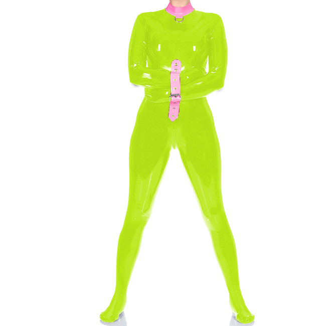 Exotic Mock Neck Spandex PVC Leather Full Bodysuit Unisex Club Bondage Tight Jumpsuit Wetlook Zentai Halloween Party Catsuit 7XL