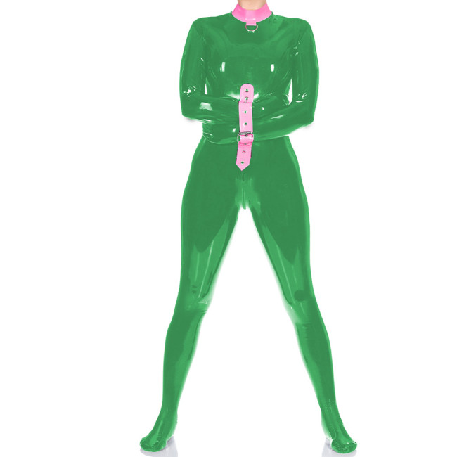Exotic Mock Neck Spandex PVC Leather Full Bodysuit Unisex Club Bondage Tight Jumpsuit Wetlook Zentai Halloween Party Catsuit 7XL