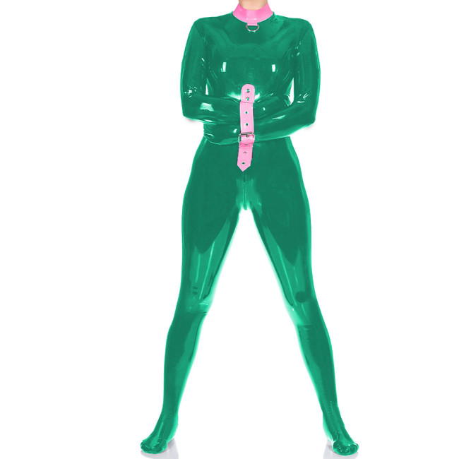 Exotic Mock Neck Spandex PVC Leather Full Bodysuit Unisex Club Bondage Tight Jumpsuit Wetlook Zentai Halloween Party Catsuit 7XL