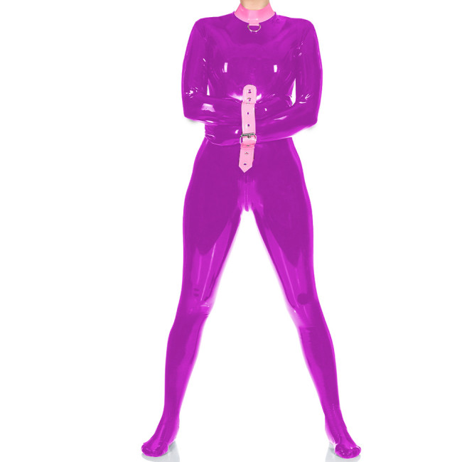 Exotic Mock Neck Spandex PVC Leather Full Bodysuit Unisex Club Bondage Tight Jumpsuit Wetlook Zentai Halloween Party Catsuit 7XL
