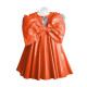 Adult Lolita Dress Party Short Sleeve A-line Big Bownot Princess Dresses Shiny PVC Leather Peter Pan Collar Pleated Mini Dress