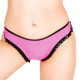 Sexy Glossy Faux Leather Panties with Black Frills Womens Wetlook PVC Underwears Exotic Low Rise Briefs Underpants Boxer Shorts