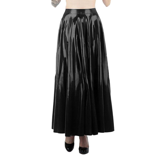 Sexy Pleated Ankle-length Black Skirt High Waist Gothic Long Skirts Faux Leather PVC Women Clothing Club Party Streetwear 7XL