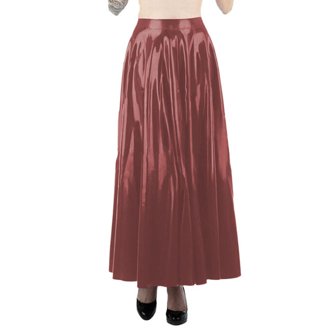 Sexy Pleated Ankle-length Black Skirt High Waist Gothic Long Skirts Faux Leather PVC Women Clothing Club Party Streetwear 7XL