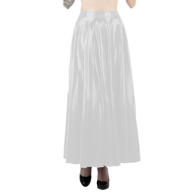 Sexy Pleated Ankle-length Black Skirt High Waist Gothic Long Skirts Faux Leather PVC Women Clothing Club Party Streetwear 7XL