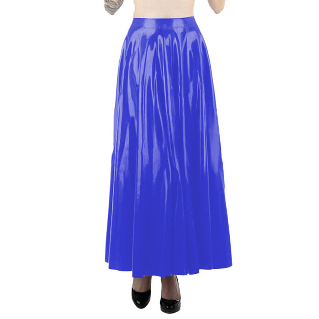 Sexy Pleated Ankle-length Black Skirt High Waist Gothic Long Skirts Faux Leather PVC Women Clothing Club Party Streetwear 7XL