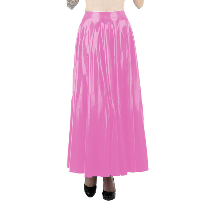 Sexy Pleated Ankle-length Black Skirt High Waist Gothic Long Skirts Faux Leather PVC Women Clothing Club Party Streetwear 7XL
