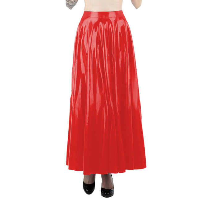 Sexy Pleated Ankle-length Black Skirt High Waist Gothic Long Skirts Faux Leather PVC Women Clothing Club Party Streetwear 7XL