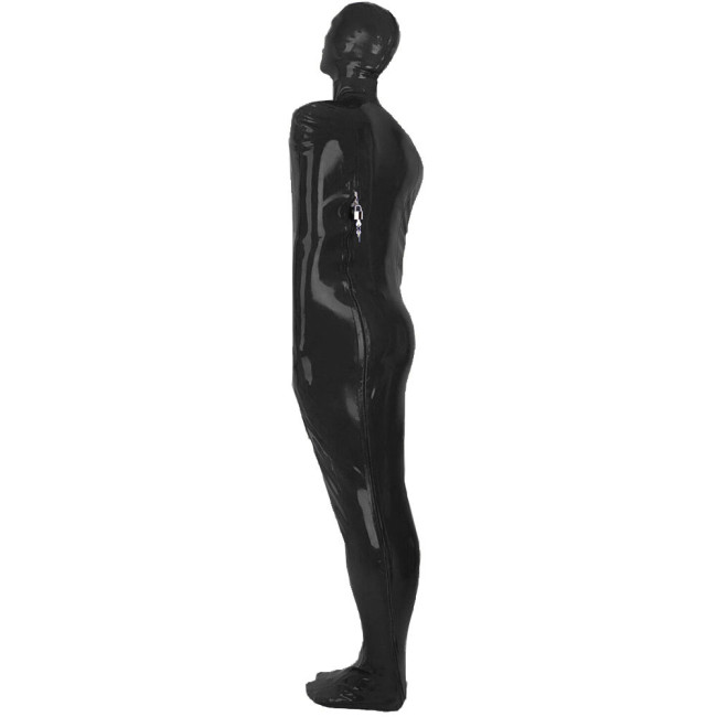Stretch Glossy Leather PVC Full Body Bodysuit Unisex Fetish Wear Zentai Suit Back Zipper Catsuit Party Nightclub Cosplay Costume
