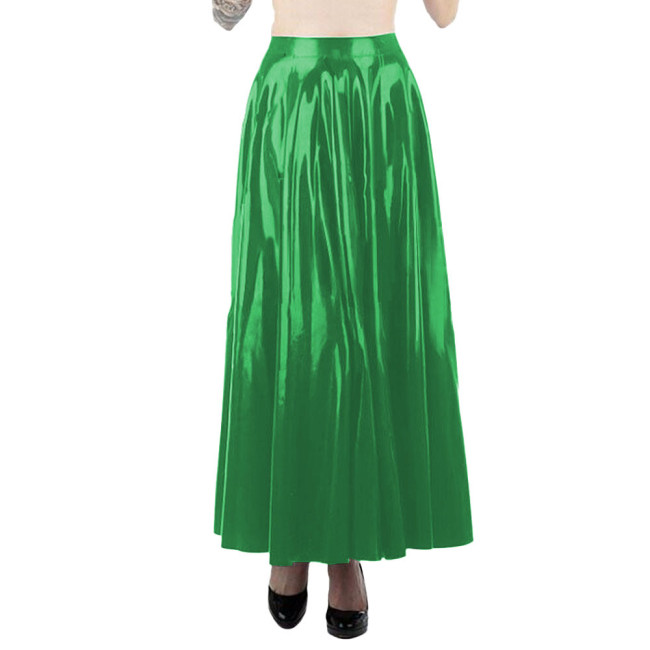 Sexy Pleated Ankle-length Black Skirt High Waist Gothic Long Skirts Faux Leather PVC Women Clothing Club Party Streetwear 7XL