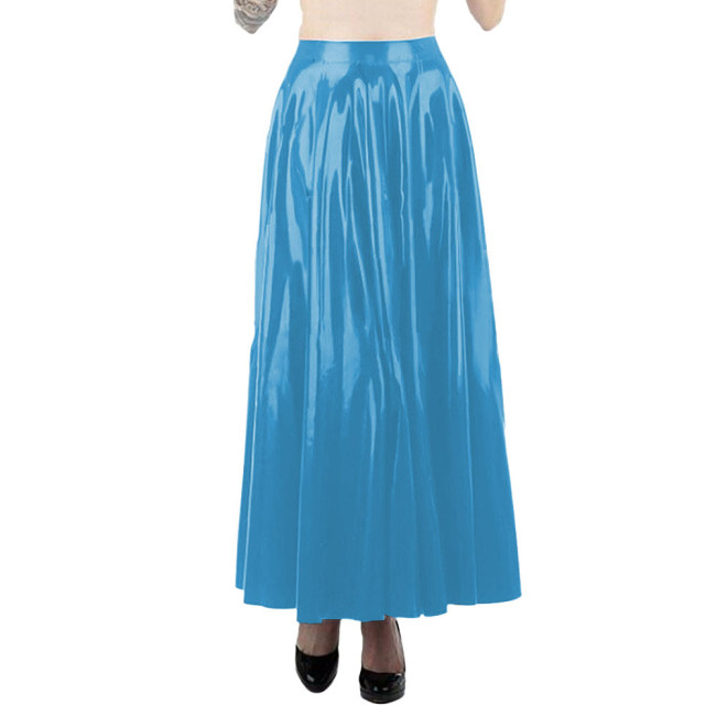 Sexy Pleated Ankle-length Black Skirt High Waist Gothic Long Skirts Faux Leather PVC Women Clothing Club Party Streetwear 7XL