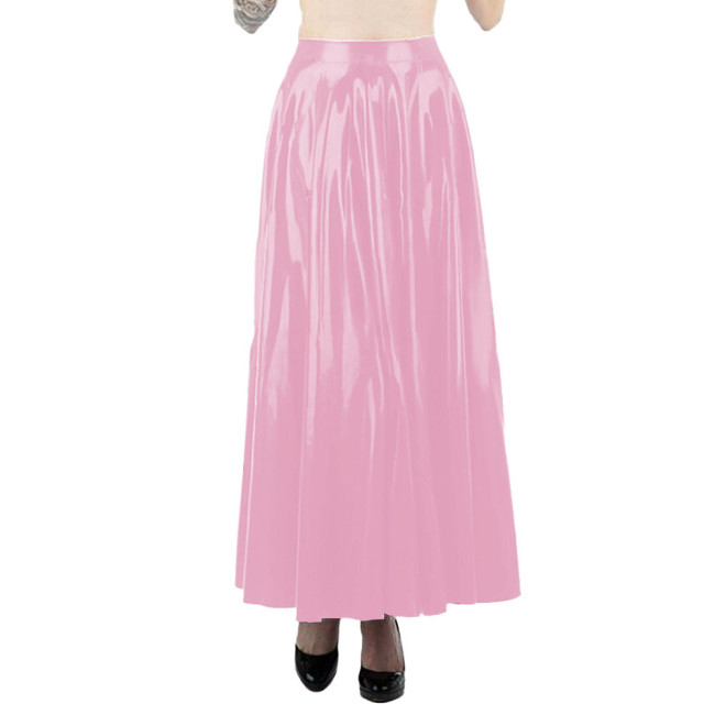 Sexy Pleated Ankle-length Black Skirt High Waist Gothic Long Skirts Faux Leather PVC Women Clothing Club Party Streetwear 7XL